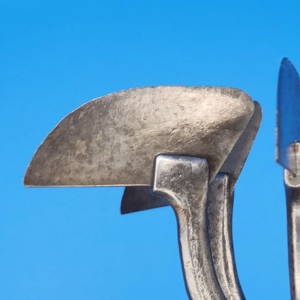 Vintage 6 Blade Primitive Hand Chopper Knife Blades‎ with Wooden Handle